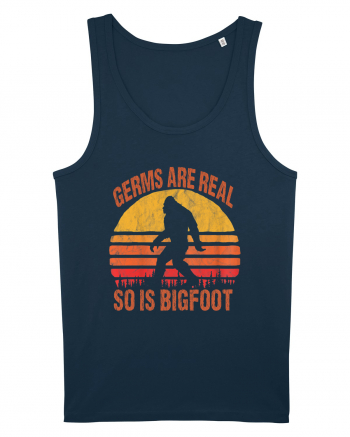 Germs Are Real So Is Bigfoot Retro Distressed Sunset Navy