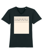 i m getting better at listening to my soul Tricou mânecă scurtă guler V Bărbat Presenter