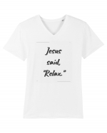 jesus said relax Tricou mânecă scurtă guler V Bărbat Presenter