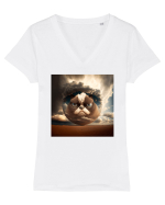 Grumpy Sphere Cat Tricou mânecă scurtă guler V Damă Evoker