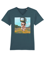 TV Head Tricou mânecă scurtă guler V Bărbat Presenter