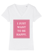 i just want to be happy5 Tricou mânecă scurtă guler V Damă Evoker