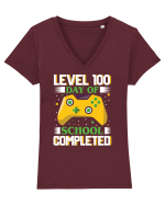 Level 100 Day Of School Completed Tricou mânecă scurtă guler V Damă Evoker