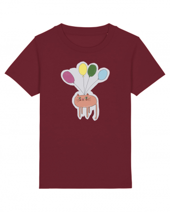 cat with baloons Burgundy