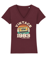 Vintage 1983 Retro sunset casette Tricou mânecă scurtă guler V Damă Evoker