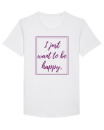 i just want to be happy6 Tricou mânecă scurtă guler larg Bărbat Skater