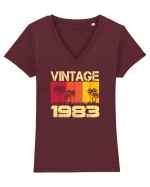 Vintage 1983 - sunny palm trees Tricou mânecă scurtă guler V Damă Evoker