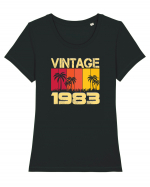 Vintage 1983 - sunny palm trees Tricou mânecă scurtă guler larg fitted Damă Expresser