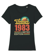 Vintage 1983 limited edition Tricou mânecă scurtă guler larg fitted Damă Expresser