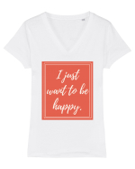 i just want to be happy7 Tricou mânecă scurtă guler V Damă Evoker