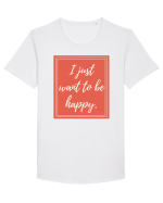 i just want to be happy7 Tricou mânecă scurtă guler larg Bărbat Skater