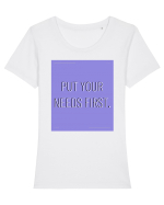 put your needs first3 Tricou mânecă scurtă guler larg fitted Damă Expresser
