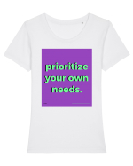 prioritize your own needs Tricou mânecă scurtă guler larg fitted Damă Expresser