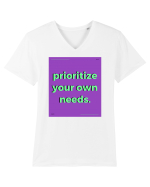 prioritize your own needs Tricou mânecă scurtă guler V Bărbat Presenter