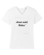 jesus said relax2 Tricou mânecă scurtă guler V Bărbat Presenter