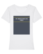 my growth makes me proud2 Tricou mânecă scurtă guler larg fitted Damă Expresser