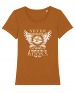 A woman with Books Tricou mânecă scurtă guler larg fitted Damă Expresser