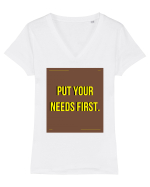 put your needs first4 Tricou mânecă scurtă guler V Damă Evoker