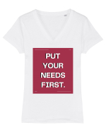 put your needs first5 Tricou mânecă scurtă guler V Damă Evoker