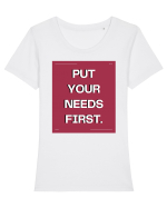 put your needs first5 Tricou mânecă scurtă guler larg fitted Damă Expresser