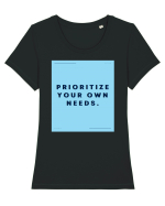 prioritize your own needs3 Tricou mânecă scurtă guler larg fitted Damă Expresser