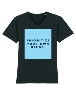 prioritize your own needs3 Tricou mânecă scurtă guler V Bărbat Presenter
