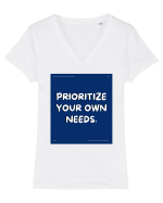 prioritize your own needs4 Tricou mânecă scurtă guler V Damă Evoker