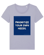 prioritize your own needs4 Tricou mânecă scurtă guler larg fitted Damă Expresser
