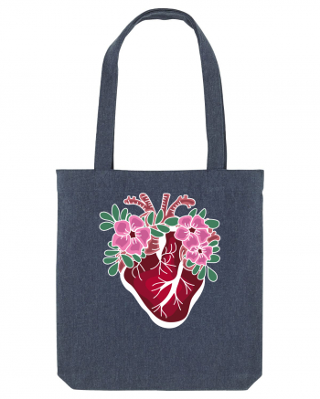 Valentine's Love Heart Flowers Midnight Blue