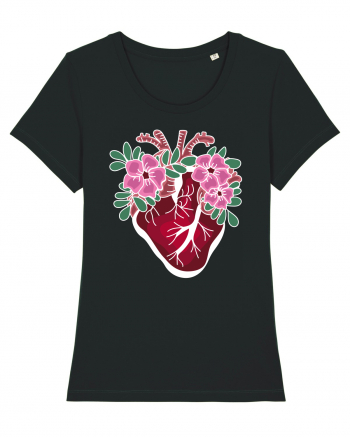 Valentine's Love Heart Flowers Black