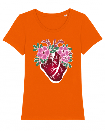 Valentine's Love Heart Flowers Bright Orange