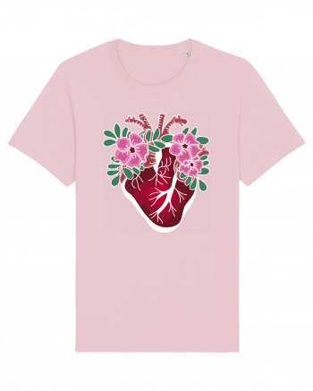 Valentine's Love Heart Flowers Cotton Pink