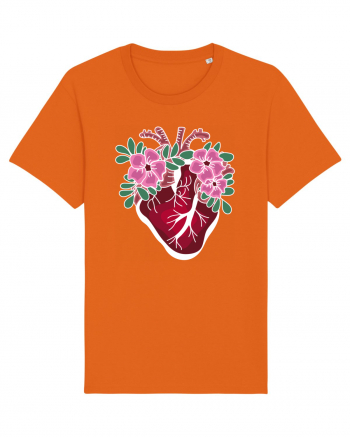 Valentine's Love Heart Flowers Bright Orange