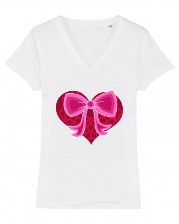 Valentine's Love Heart Bow White