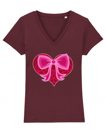 Valentine's Love Heart Bow Burgundy