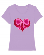 Valentine's Love Heart Bow Tricou mânecă scurtă guler larg fitted Damă Expresser