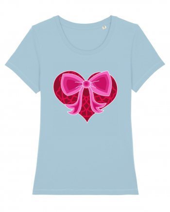 Valentine's Love Heart Bow Sky Blue