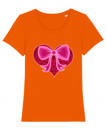 Valentine's Love Heart Bow Bright Orange