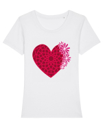 Valentine's Love Heart Daisies Tricou mânecă scurtă guler larg fitted Damă Expresser