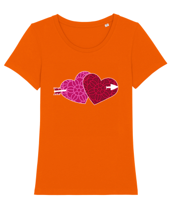 Valentine's Love Heart Double Arrow Bright Orange