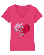 Valentine's Love Heart Roses Tricou mânecă scurtă guler V Damă Evoker