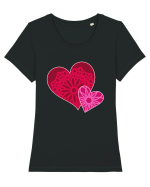 Valentine's Love Heart Mandala Tricou mânecă scurtă guler larg fitted Damă Expresser