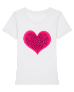 Valentine's Love Heart Mandala Tricou mânecă scurtă guler larg fitted Damă Expresser