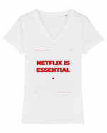 netflix is essential3 Tricou mânecă scurtă guler V Damă Evoker