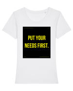 put your needs first4 Tricou mânecă scurtă guler larg fitted Damă Expresser