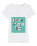 prioritize your own needs5 Tricou mânecă scurtă guler V Damă Evoker