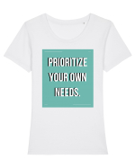 prioritize your own needs5 Tricou mânecă scurtă guler larg fitted Damă Expresser