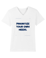 prioritize your own needs7 Tricou mânecă scurtă guler V Bărbat Presenter