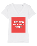 prioritize your own needs8 Tricou mânecă scurtă guler V Damă Evoker