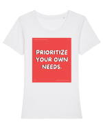 prioritize your own needs8 Tricou mânecă scurtă guler larg fitted Damă Expresser